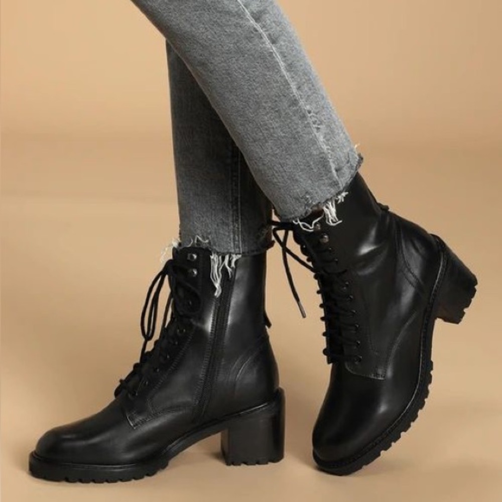 Seychelles Irresistible Boots Black Lace-Up Combat Ankle Boots - Women's Fashion
